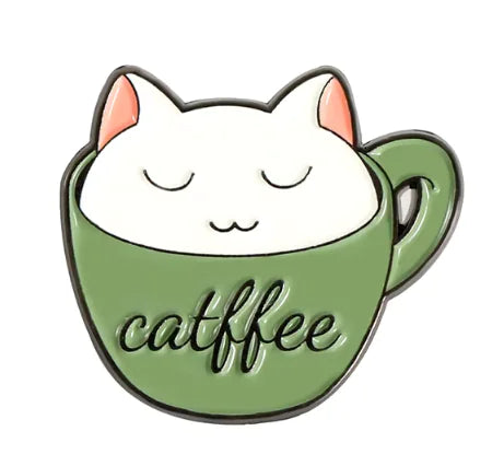 Cat & Coffee Enamel Pin Set