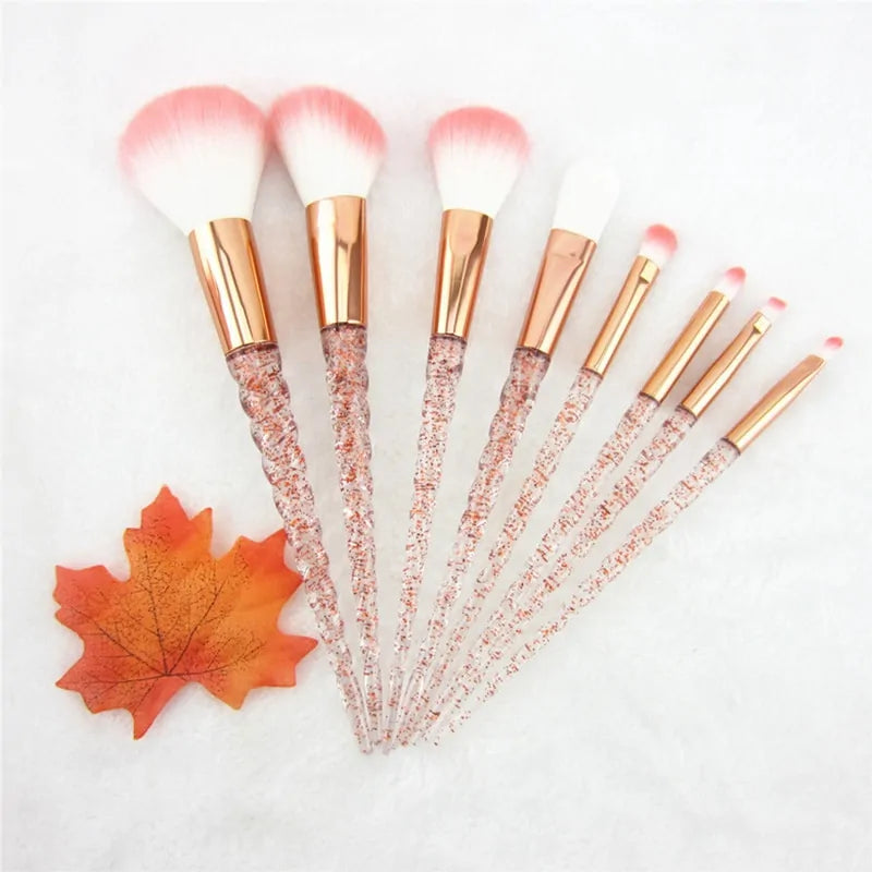 Red Glitter Diamond Brush Crystal Makeup Brushes Set